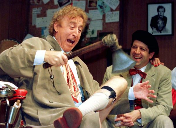American actor Gene Wilder (L) performs alongside compatriot Rolf Saxon, October 2, during the rehearsal of a scene from Neil Simon's 'Laughter on the 23rd Floor'.